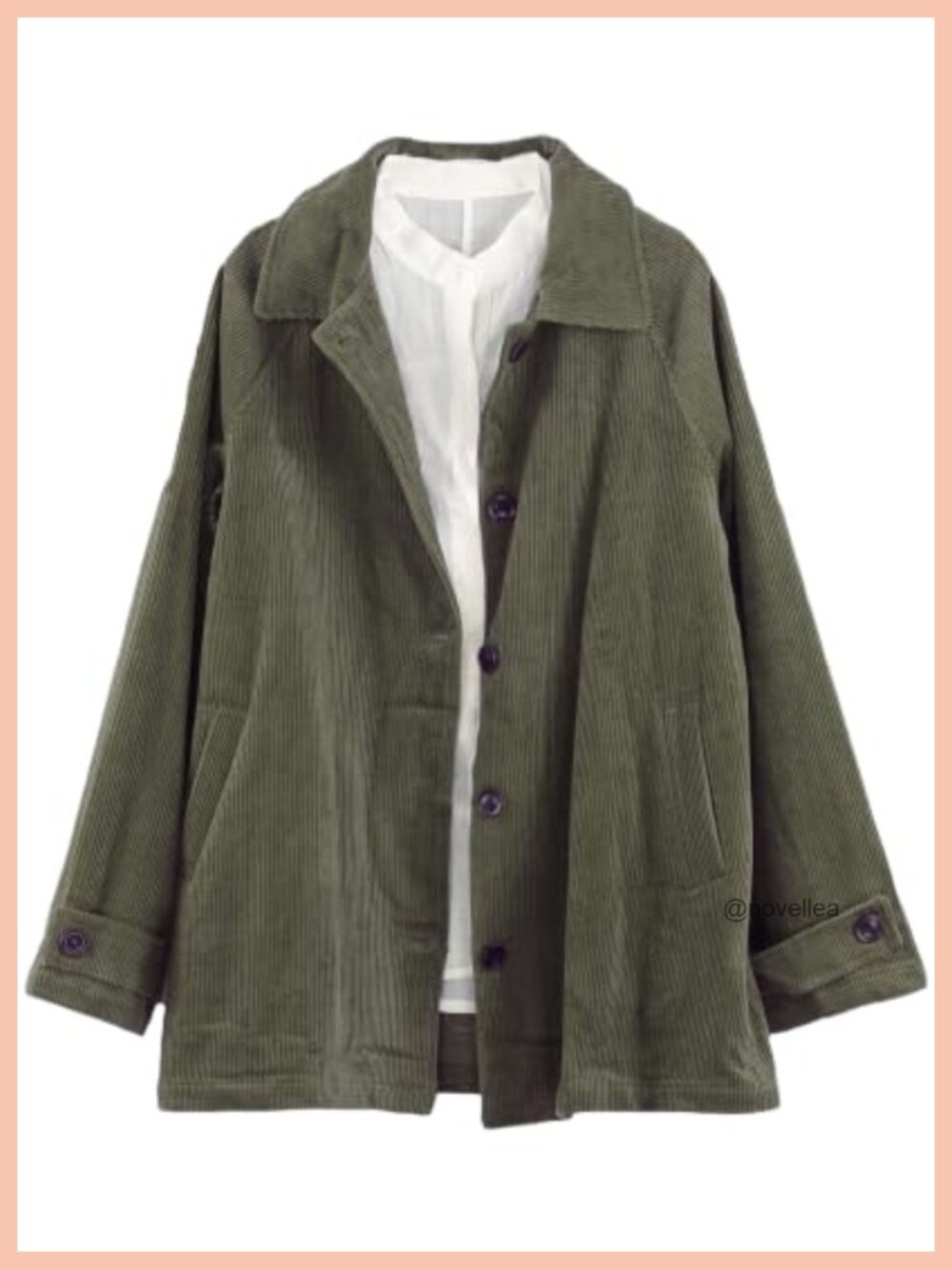 Women's Corduroy Button Down Jacket Long Sleeve Loose Fit Casual Coat with